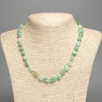 Chrysoprase natural stone necklace, tumbled, 9-11 mm beads, length 50 cm+