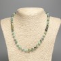 Chrysocolla and Lazurite natural gemstone necklace, 8 mm faceted beads, length 50 cm+