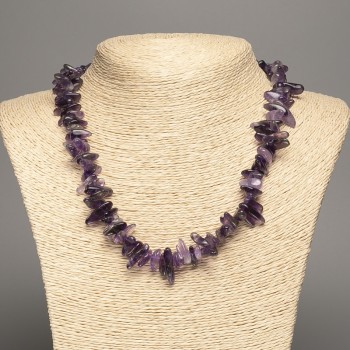 Amethyst Chip Necklace, 'Needle' Form, 16x6 mm, 48 cm