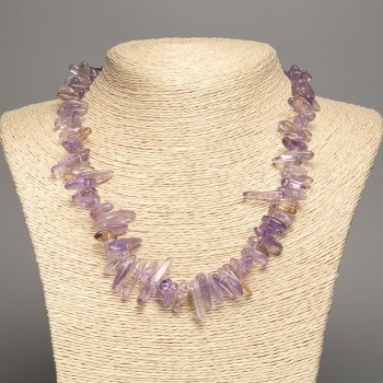 Natural amethyst chip 'Needle' necklace, diameter 18x5mm, length 48cm +