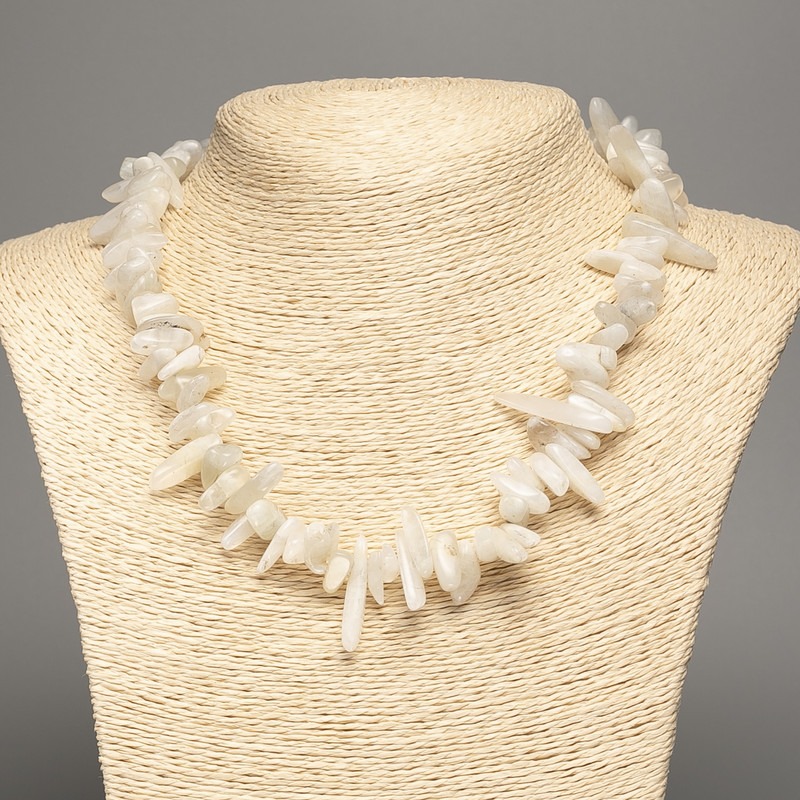 Necklace of natural Adularia chip 'Needle', diameter 18x5 mm, length 48 cm +