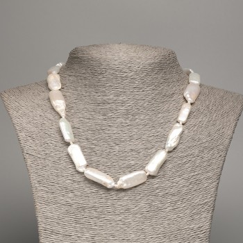 Necklace of natural baroque pearls with a gasoline tint, diameter 24×9×4.5 mm, length 45 cm +