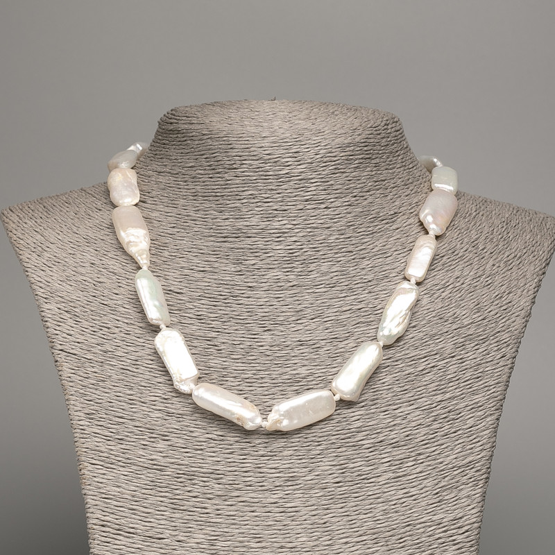 Necklace of natural baroque pearls with a gasoline tint, diameter 24×9×4.5 mm, length 45 cm +