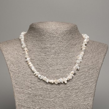 Baroque Pearl Necklace with a gasoline shade, chip-shaped 8x3 mm, length 48 cm +