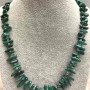 Necklace of natural malachite chip 'Needle', diameter 12-16×3-5 mm, length 50 cm +/- with clasp