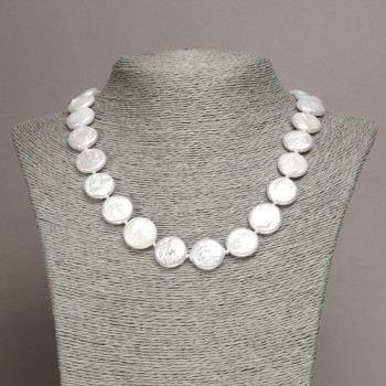 Necklace of natural Baroque pearls, diameter 16×5 mm (±), length 45 cm+