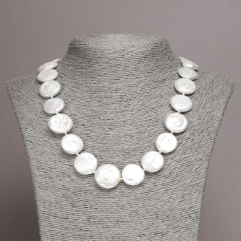 Necklace of natural baroque pearls, diameter 18x5 mm (±), length 45 cm+