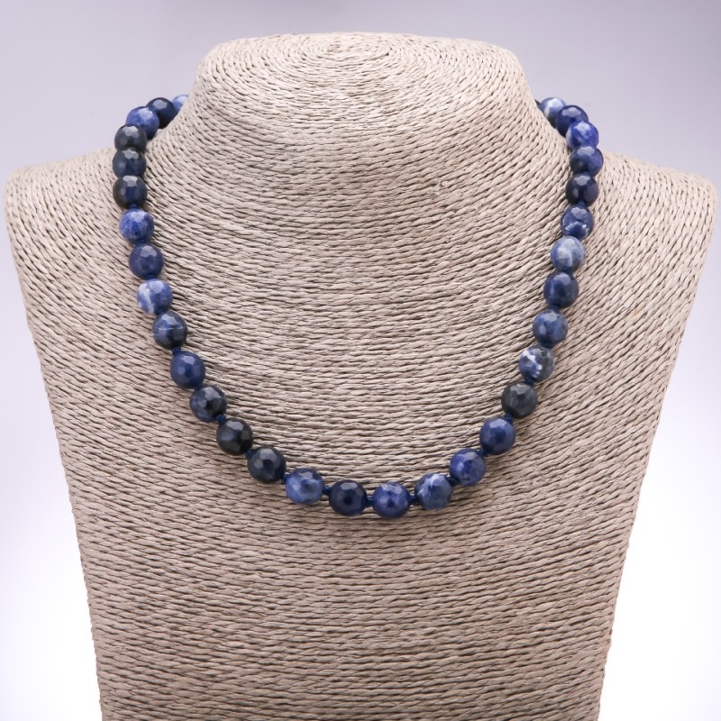 Azurite Necklace (Imitation) Faceted Bead, 10 mm Diameter, 45 cm Length