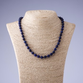 Natural lapis lazuli necklace with a faceted bead, length 48 cm, diameter 8 mm