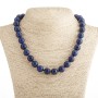 Lapis lazuli necklace with smooth round beads, 12 mm diameter, 48 cm length