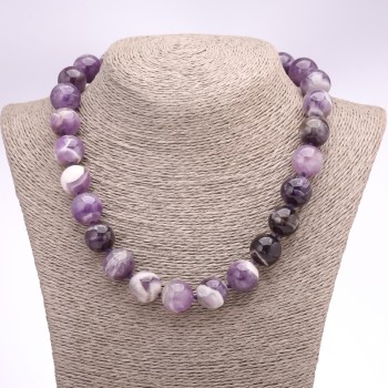 Chevron Amethyst Necklace with Smooth Beads, 16± mm Bead Diameter, 45 cm Length