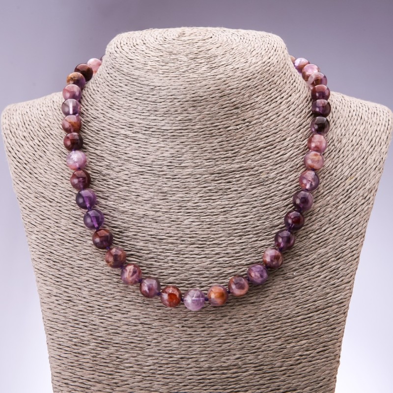 Natural ametrine necklace with smooth beads, diameter 10 mm (±), length 45 cm