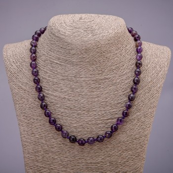 Faceted amethyst bead necklace, bead diameter 8 mm (±), length 48 cm