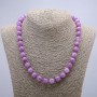 Necklace of natural tinted quartz, smooth bead, diameter 10 mm (±), length 46 cm+