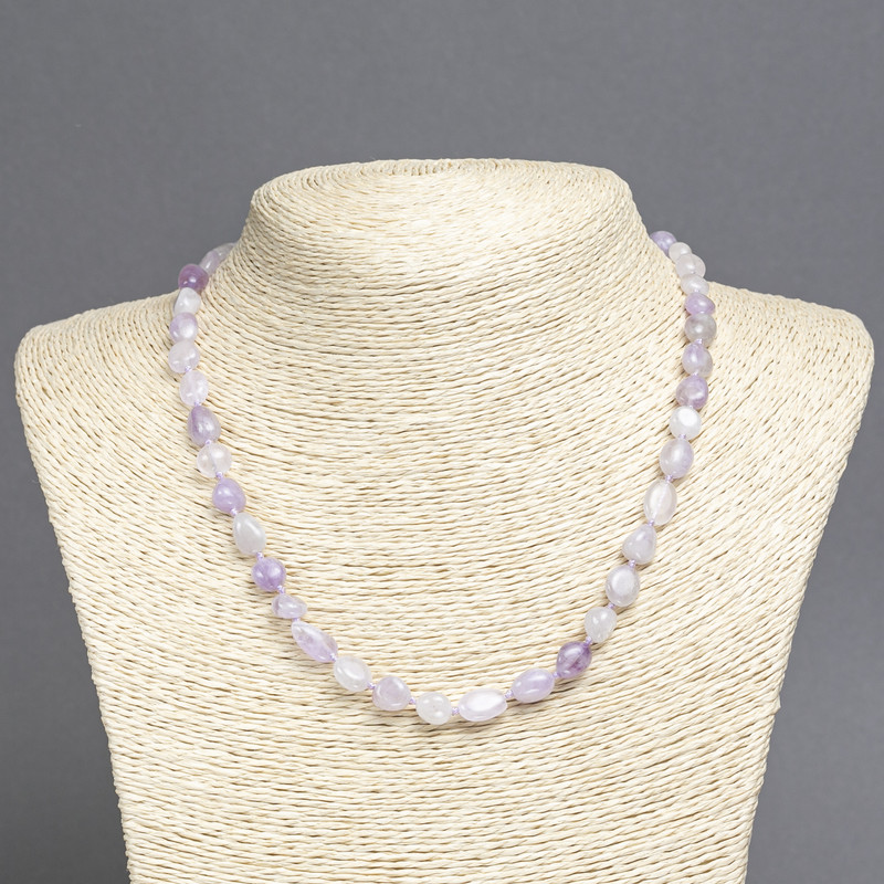 Natural Amethyst Bead Necklace, Faceted, 8x10 mm diameter, 45 cm length