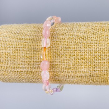 Assortment Bracelet with Natural Faceted Stones, 9×6 mm, 18 cm length (stretch)