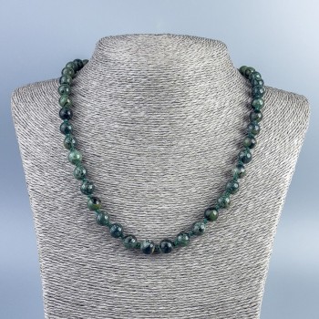 Necklace with Ocean Jasper, natural stone, smooth round beads, 8.5 mm diameter, 50 cm length