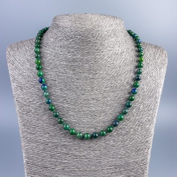 Azurite Necklace with Smooth Beads, Bead Diameter 6.5 mm, Length 48 cm +