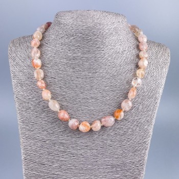 Faceted Natural Selenite Bead Necklace, Bead Diameter 12×10 mm, Length 49 cm +
