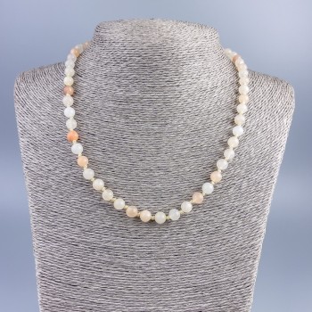 Selenite Necklace (acrylic imitation) smooth beads, 7 mm diameter, 50 cm length +