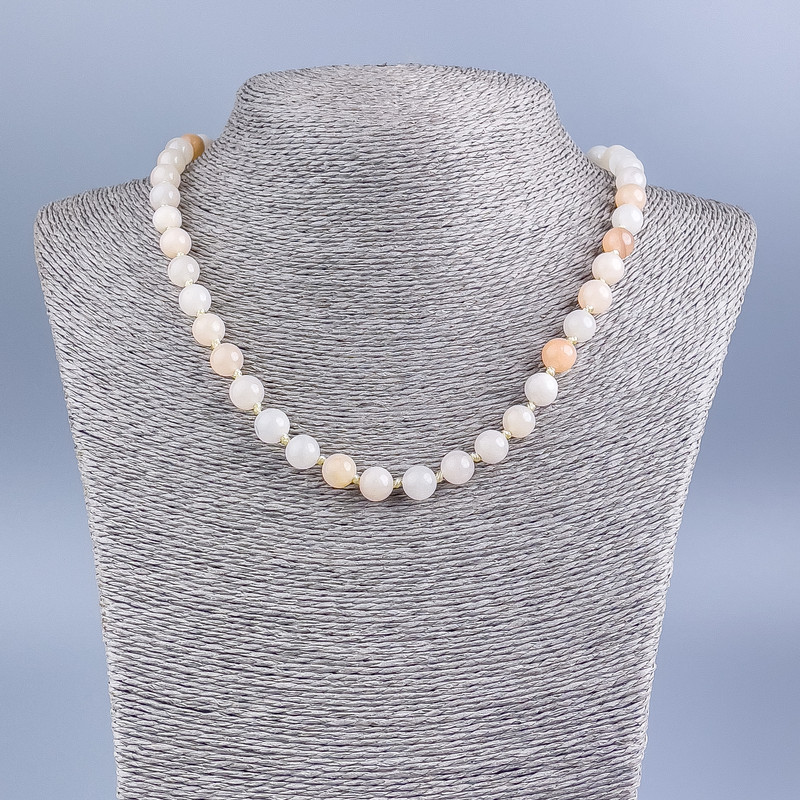 Selenite Necklace (Synthetic Acrylic) Smooth Beads, 8 mm Diameter, 50 cm Length ±