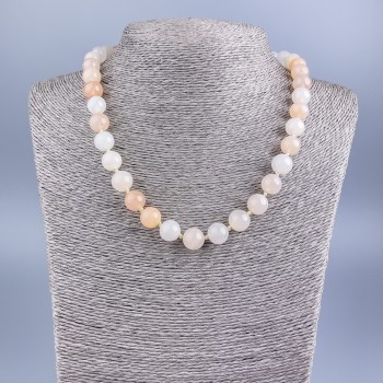 Celestite necklace (imitation acrylic) smooth beads, 10 mm diameter, length 50 cm ±