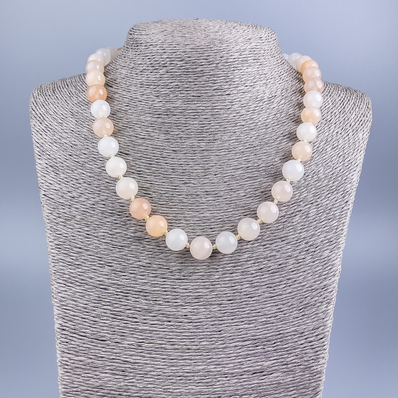 Celestite necklace (imitation acrylic) smooth beads, 10 mm diameter, length 50 cm ±