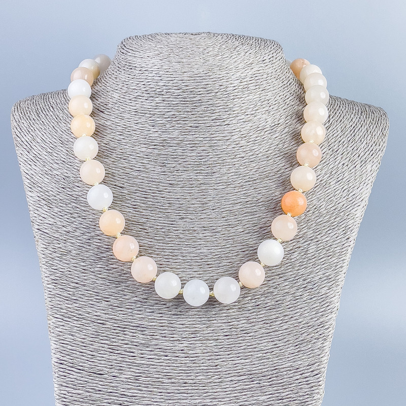 Celestite Necklace (imitation acrylic) smooth beads, diameter 12mm ±, length 50cm ±