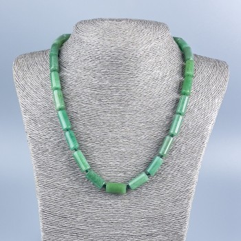 Necklace with natural nephrite cylinder beads, diameter 17x8 mm, length 50 cm