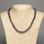 Natural amethyst gemstone necklace, smooth beads, 8mm diameter, length 46 cm