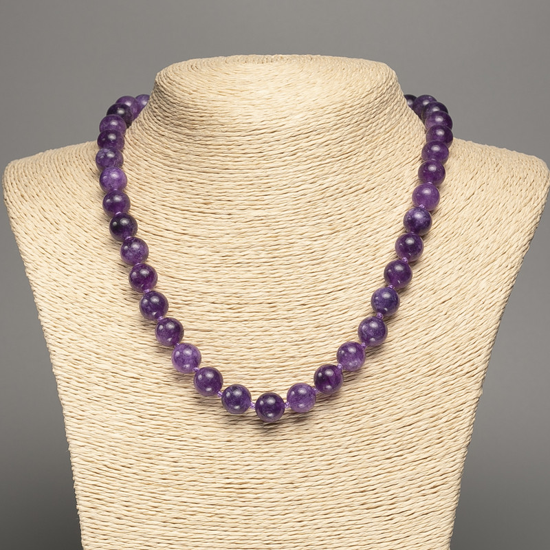 Sugilite Necklace with Smooth Beads, 10 mm diameter, 48 cm length