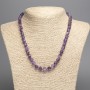 Natural gemstone amethyst necklace, faceted cube, diameter 7 mm, length 50 cm