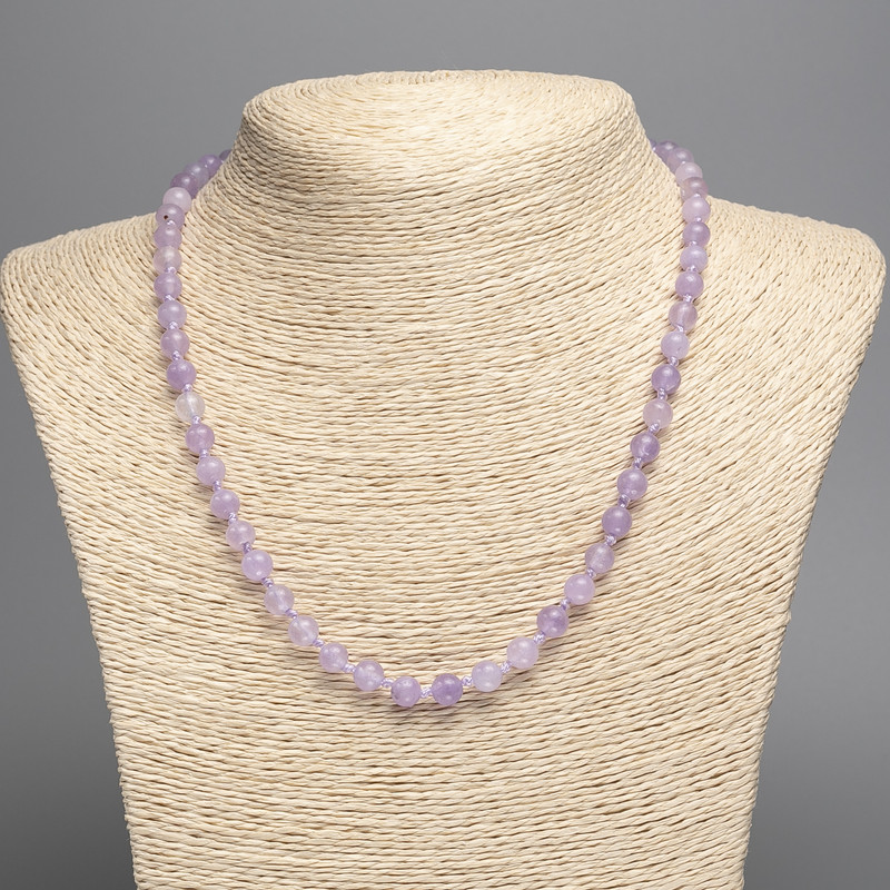 Amethyst Necklace (imitation toned quartz) smooth beads, diameter 6.5 mm, length 50 cm