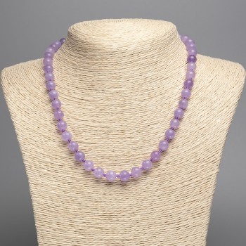 Amethyst Necklace (named after tinted quartz) smooth beads, 8 mm diameter, 50 cm length