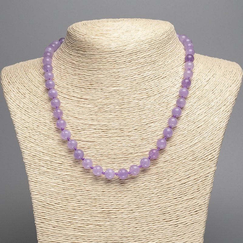 Amethyst Necklace (named after tinted quartz) smooth beads, 8 mm diameter, 50 cm length