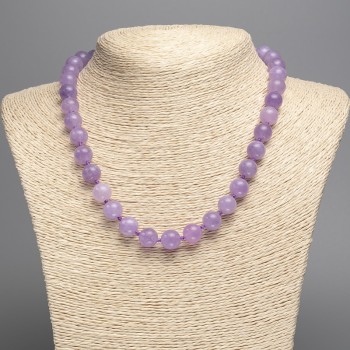 Amethyst Necklace (Imitation: Tinted Quartz) Smooth beads, 10 mm diameter, 48 cm length