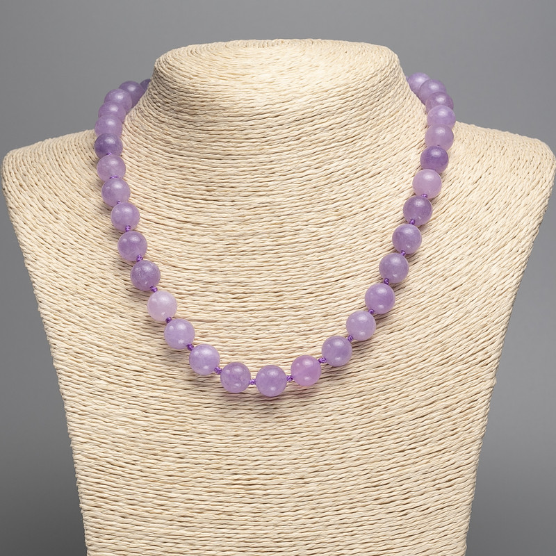 Amethyst Necklace (Imitation: Tinted Quartz) Smooth beads, 10 mm diameter, 48 cm length
