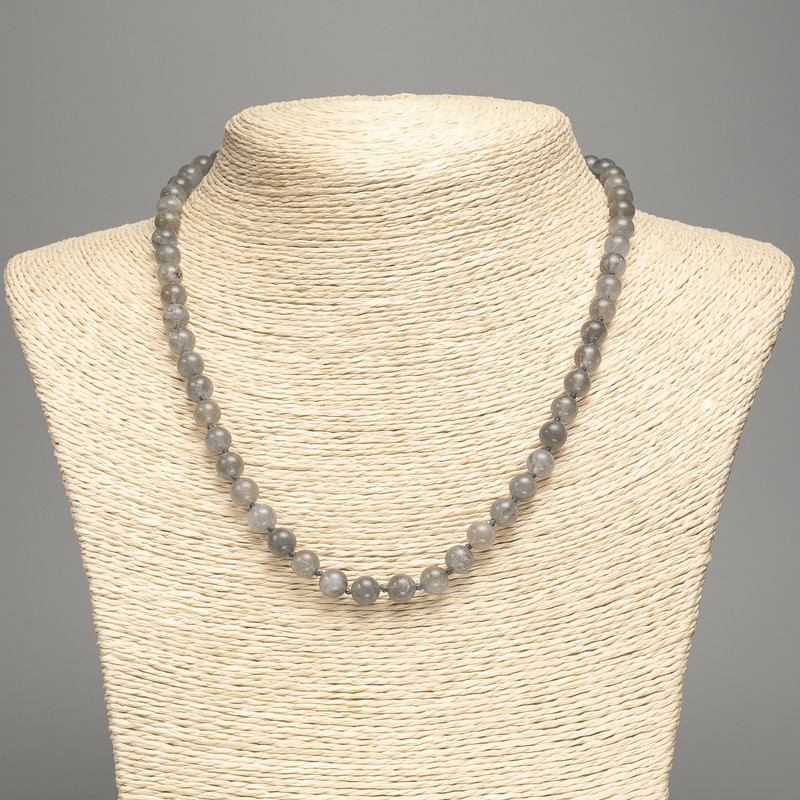 Labradorite necklace with smooth beads, diameter 6.5 mm, length 48 cm