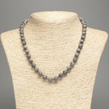 Gray Ocean Jasper Necklace (Acrylic Imitation) Smooth Bead, 8 mm Diameter, 48 cm Length +