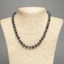 Necklace Black Labradorite (synthetic acrylic) smooth beads, 8 mm diameter ±, length 49 cm ±