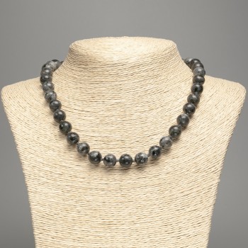 Necklace Black Labradorite (Acrylic Imitation) Smooth Bead, 10 mm Diameter +-, Length 48 cm +