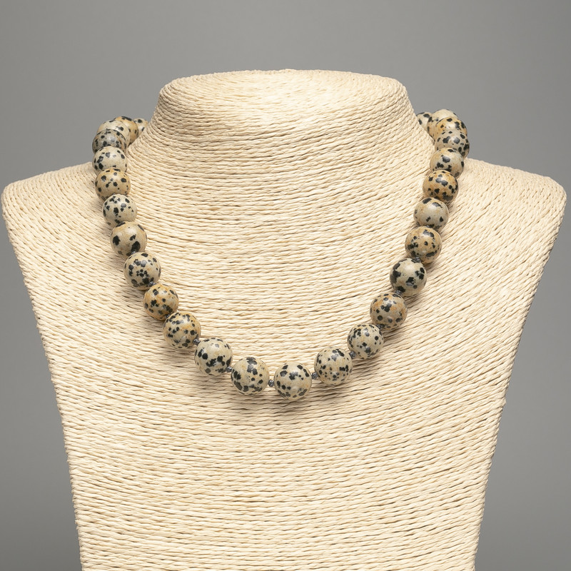 Dalmatian Jasper Necklace acrylic imitation smooth bead, diameter 12.5 mm, length 48 cm