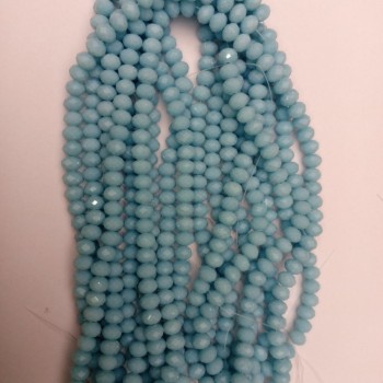 Czech Crystal Beads on Thread, Blue Matte 'Faceted Rondelle', 8x6mm, 43cm length