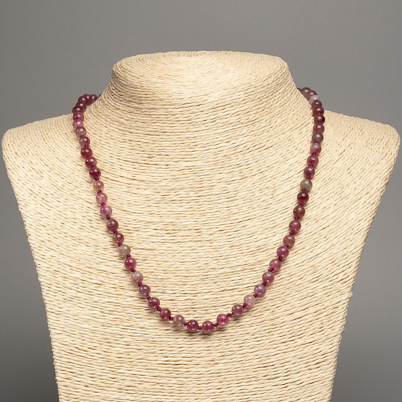 Multicolor Tourmaline Bead Necklace (Imitation) - Smooth Beads, 6 mm Diameter, 48 cm Length (Approx.)