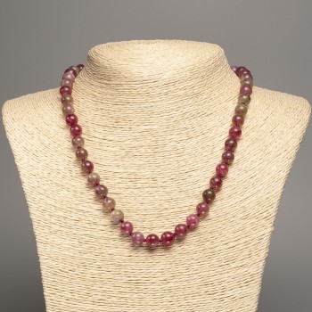 Polychrome Tourmaline Necklace (Imitation) Smooth Beads, 8 mm Diameter, 48 cm Length