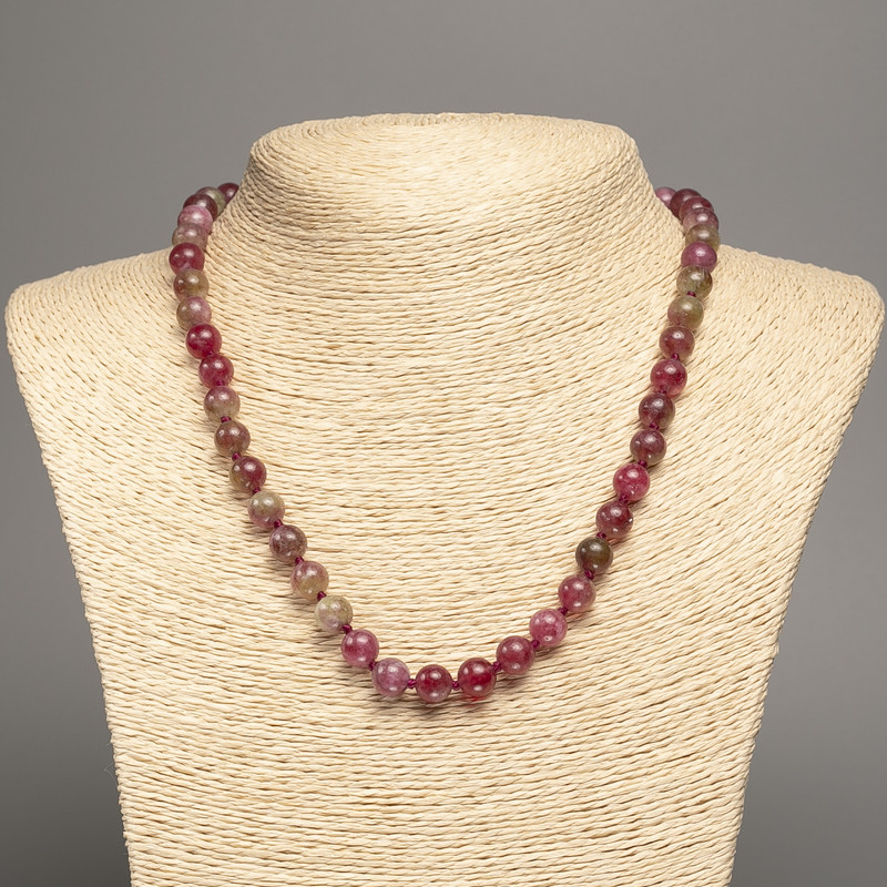 Polychrome Tourmaline Necklace (Imitation) Smooth Beads, 8 mm Diameter, 48 cm Length