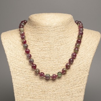 Multicolored tourmaline necklace (imitation) smooth beads, diameter 10 mm ±, length 50 cm ±