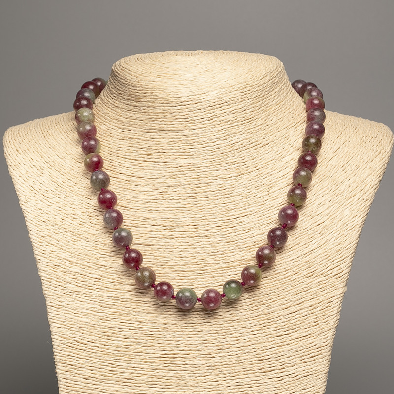 Multicolored tourmaline necklace (imitation) smooth beads, diameter 10 mm ±, length 50 cm ±