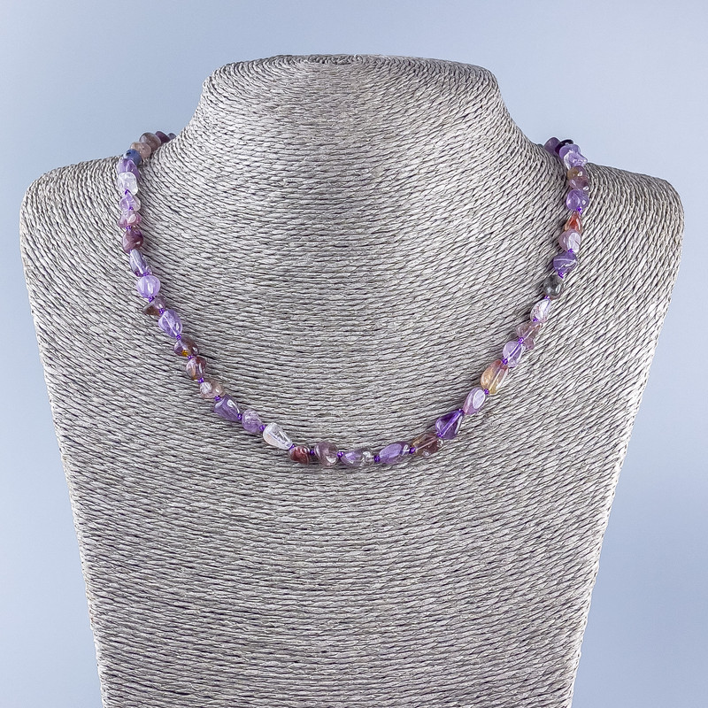 Natural amethyst necklace, faceted beads, diameter 8×5 mm ±, length 53 cm