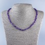 Natural Stone Necklace: Amethyst Faceted Cube, 4x4 mm Diameter, 50 cm Length +/-